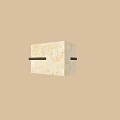 Modern Minimalist Square Wall Lamp With Beige Stone Texture And Metal Stripe