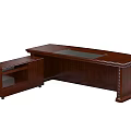 Elegant Office Interior Design With Dark Wooden Executive Desk And Tufted Leather Panel