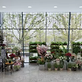 Bright Modern Flower Shop Interior With Fresh Bouquets Green Plants And Large Windows