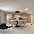 Modern Basement Open Concept Kitchen And Dining Area 3d model
