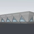 Modern Museum Building Featuring Grid Patterned Roof Central Skylight And Triangular Windows 3d model