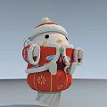 Festive Doll Wearing Red Outfit With Gold Patterns Santa Hat And Star Shaped Item