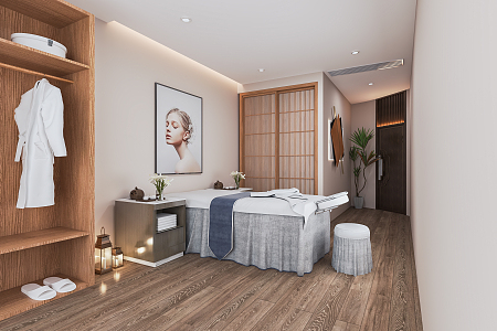 New Chinese Style SPA Beauty Salon Room Club Physiotherapy Room Foot Therapy Salon Beauty Salon Massage Room Massage Bed 3d model