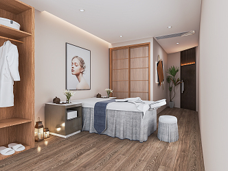 New Chinese Style SPA Beauty Salon Room Club Physiotherapy Room Foot Therapy Salon Beauty Salon Massage Room Massage Bed 3d model