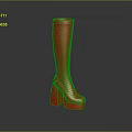 Red Knee High Platform Boots With Shiny Surface And High Heel Style