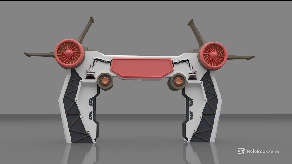 Modern Archway Design With Red White Color Scheme And Circular Decorative Elements 3d model