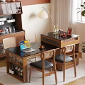 Modern Kitchen Island Featuring Laptop Coffee Cup Wine Rack Chairs Floor Lamp And Plant