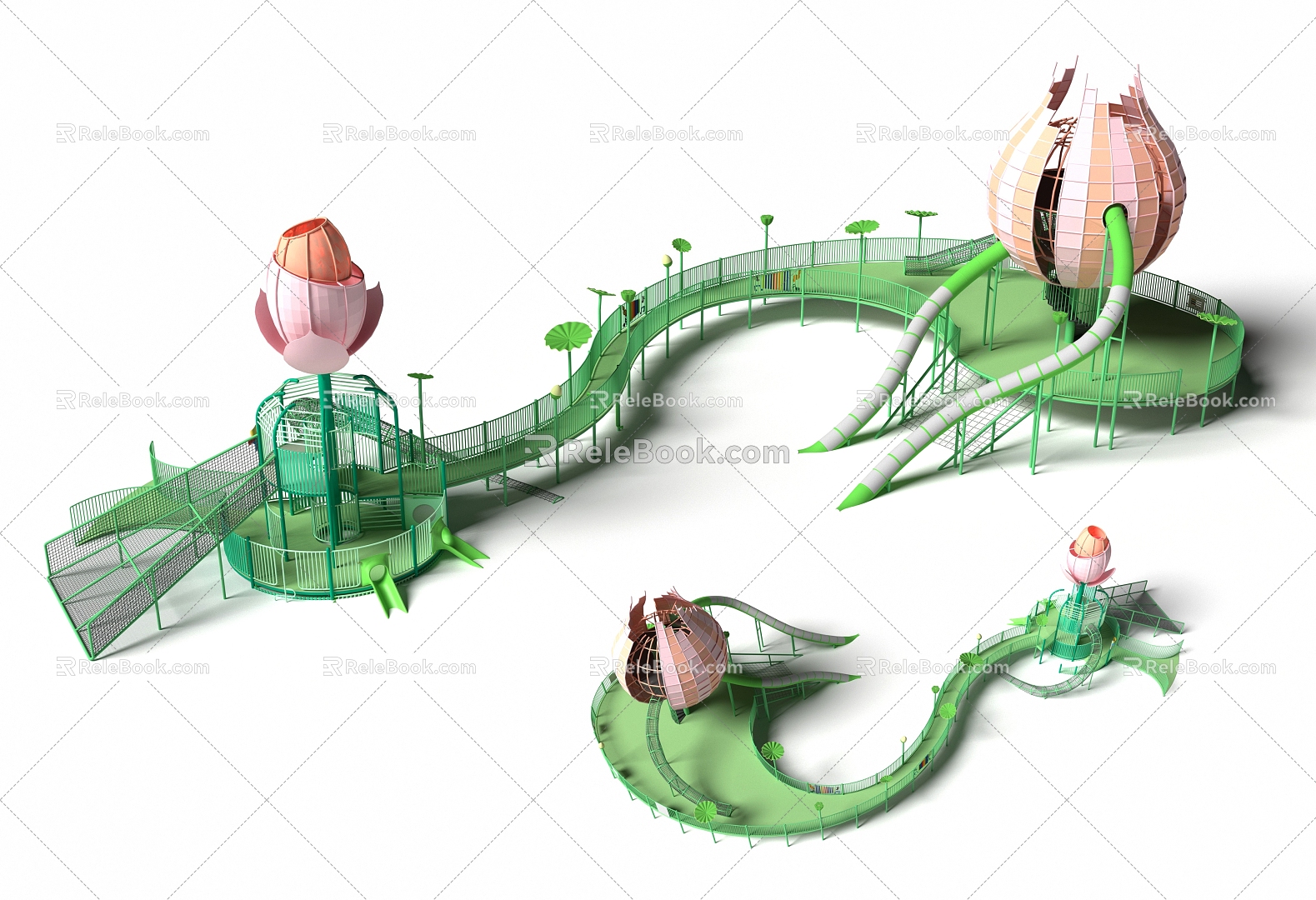 Liantian Bihe non-standard viewing platform customized paradise development paradise amusement park children's paradise playground combination function slide amusement sketch 3d model