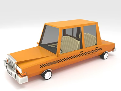 Orange Taxi Car With Checker Stripe 3d model Orange Taxi Car With Checker Stripe 3d model