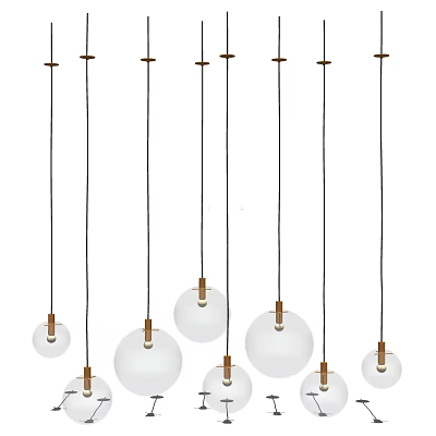 Modern Hanging Pendant Lights With Glass Globe Shades And Brass Metal Fixtures 3d model