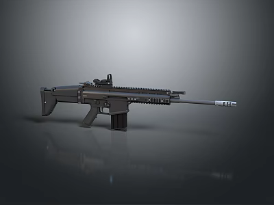 Modern Tactical Assault Rifle With Scope Magazine And Rail System 3d model