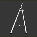 White Folding Ladder With Black Handrails And Reflective Steps On Dark Background