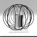 Modern Spherical Table Lamp With Black Wire Frame And White Base