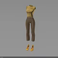 Yellow Sleeveless Top With Brown Trousers And Yellow Shoes Stylish Casual Outfit