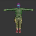 Game Movie Character In Camouflage Uniform With Goggles Standing Pose 3D Render