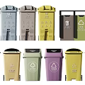Colorful Public Facility Waste Bins For Recycling And Sorted Waste