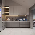 Modern Dining and Living Room Interior With Marble Counter Dining Table Sofa and Wine Rack