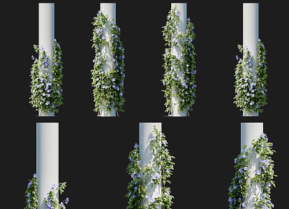 Modern Clematis Vine Climbing Wall Shrub Morning glory Wall Green Plant Wall Climbing Vine Green Plant Flower Wall Green Plant Wall Iron Wire Peony Lotus Gold Package Silver 3d model