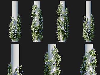 Modern Clematis Vine Climbing Wall Shrub Morning glory Wall Green Plant Wall Climbing Vine Green Plant Flower Wall Green Plant Wall Iron Wire Peony Lotus Gold Package Silver 3d model