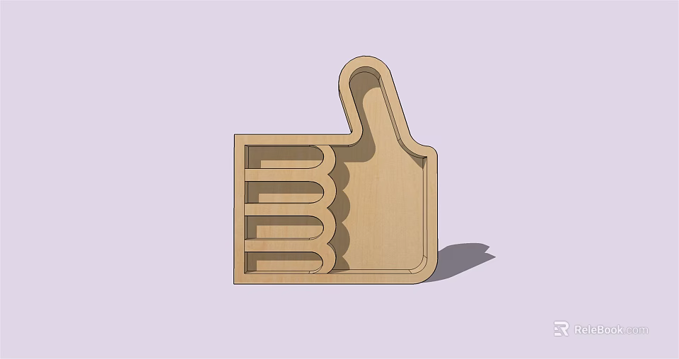 Wooden Thumbs Up Shaped Storage Shelf Unit with Multiple Shelves and Practical Design 3d model 