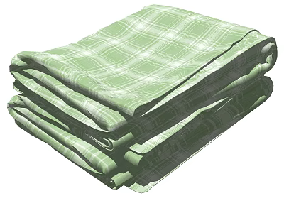 Green Plaid Towels Neatly Folded and Stacked for Bathroom Use 3d model