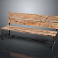 Outdoor Rustic Wooden Bench With Natural Wood Seat And Metal Frame Design