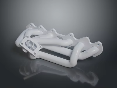Industrial Equipment White Metal Pipe Structure With Curved Tubes And Flange Connections 3d model