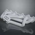 Industrial Equipment White Metal Pipe Structure With Curved Tubes And Flange Connections