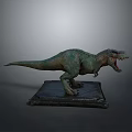 Realistic Green T Rex Dinosaur Model On Stone Base 3d model