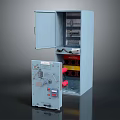 Blue Electrical Distribution Box With Open Door And Internal Safety Components