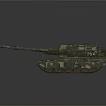 Military Tank With Camouflage Pattern Long Barrel And Tracked Wheels Design