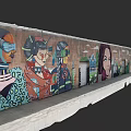 Mirror Showing Colorful Street Art Murals With Diverse Characters On Wall
