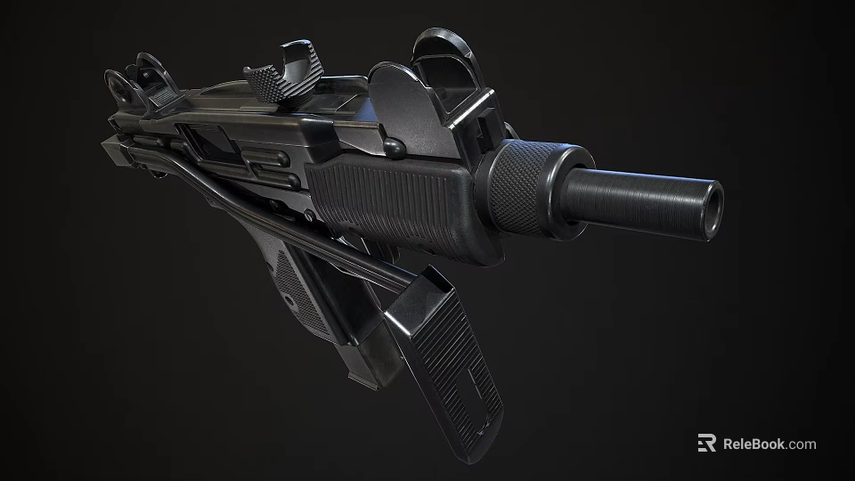 Modern Black Assault Rifle Weapon with Tactical Scope Barrel and Grip Design 3d model 