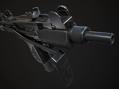 Modern Black Assault Rifle Weapon with Tactical Scope Barrel and Grip Design 3d model