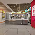 Modern Supermarket Grocery Store Interior With Product Shelves Snacks Drinks And Checkout Counter