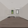 Modern Living and Dining Room Interior With Sofa Bookshelf And Floor to Ceiling Windows
