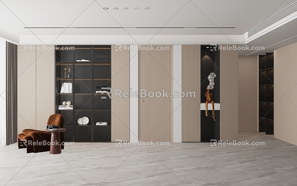 Modern Light Luxury Living Room Door Wall Cabinet 3d model