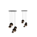 Modern Red Spherical Chandeliers With Multiple Hanging Globes And Black Ceiling Bases 3d model
