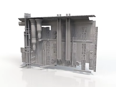 Detailed Architectural Building Structure Model With Interior Framework And Metal Pipes 3d model