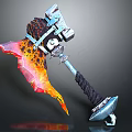 Ornate Flame Decorated Metal Axe Weapon With Wrapped Handle And Sharp Bladed Design