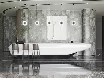 Modern Front Desk Hotel Lobby 3d model