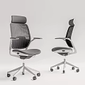 Modern Office Chair With Mesh Backrest Gray Seat Silver Base And Rolling Wheels