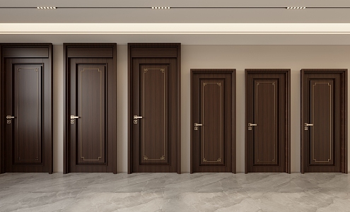 New Chinese style door 3d model