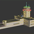 Modern Airport Control Tower With White Exterior Multiple Windows And Antenna On Top