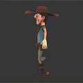 Cartoon Cowboy Character With Brown Hat Blue T Shirt And Bullet Belt