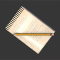 Daily Life Supplies Spiral Bound Notebook With Handwritten Notes And Pencil Lying On Vintage Paper