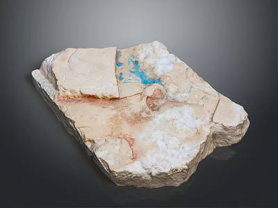 Natural Stone Slab With Blue Red Veins And Natural Texture Perfect For Home Decor 3d model