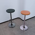Modern Green and Orange Bar Stools With Round Seat Metal Base and Footrest
