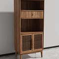 Wooden Storage Cabinet With Single Drawer And Woven Doors Vertical Modern Rustic Design
