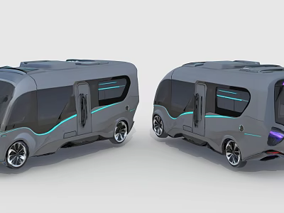 Modern Gray Functional Vehicle With Streamlined Design And Blue Accent Lights 3d model